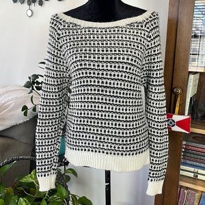 American Eagle dark gray and cream boatneck sweater